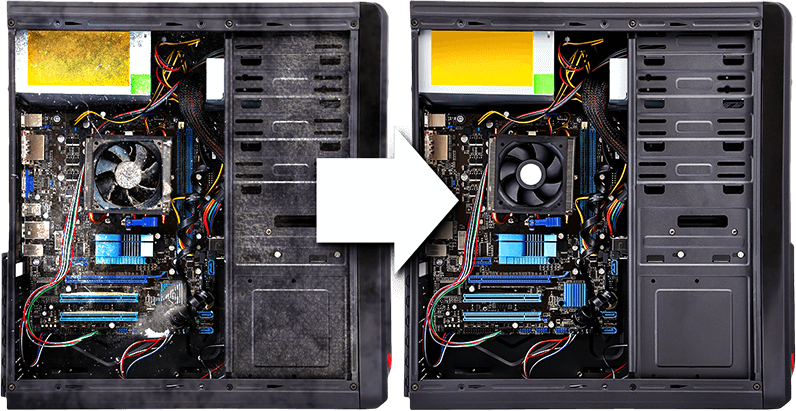 dirty and clean computer cases