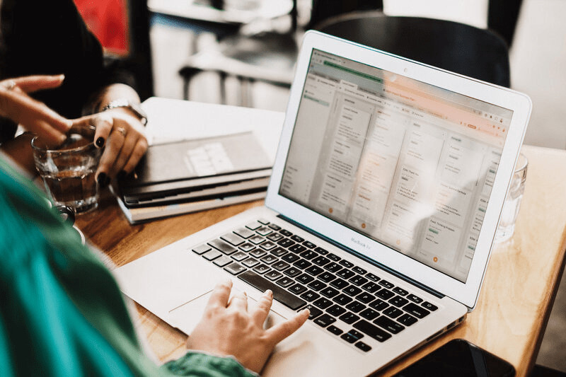 a digital marketer working on her laptop